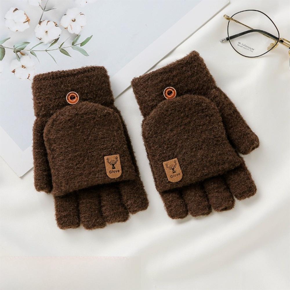 Warm Winter Knitted Gloves Thickened Writing Mittens Fashion Half Finger Mittens for Men
