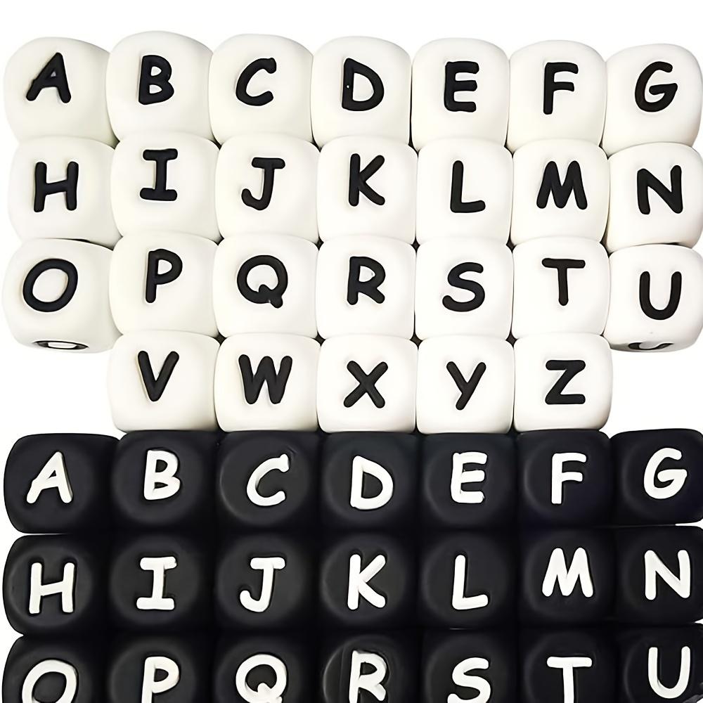 26 силиконовых бусин с буквами, квадратные бусины с буквами AZ размером 12 мм, используются для изготовления брелоков с силиконовыми бусинами с буквами