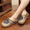 Ethnic Style Embroidered Cloth Shoes Round Toe Loafers Cotton Linen Slip-on Women's Flat Shoes