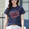 Летняя мода Футболка женская с круглым вырезом, с принтом букв и граффити, с коротким рукавом, свободная, универсальная, подчеркивающая фигуру