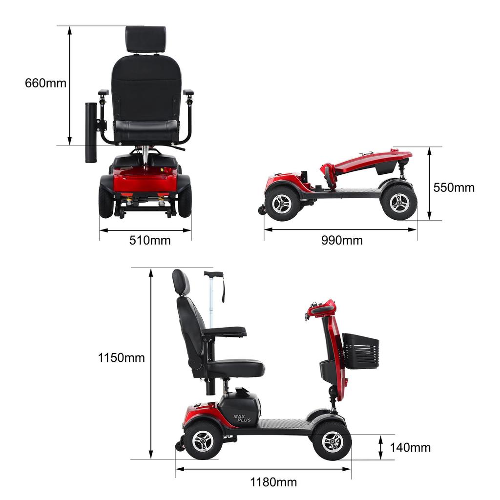 Sweetrich MAX PLUS Blue/Red Steel Frame, 300W Motor, 20Ah Battery, Max Speed 6 km/h, Four-Wheel Urban Commuter Scooter