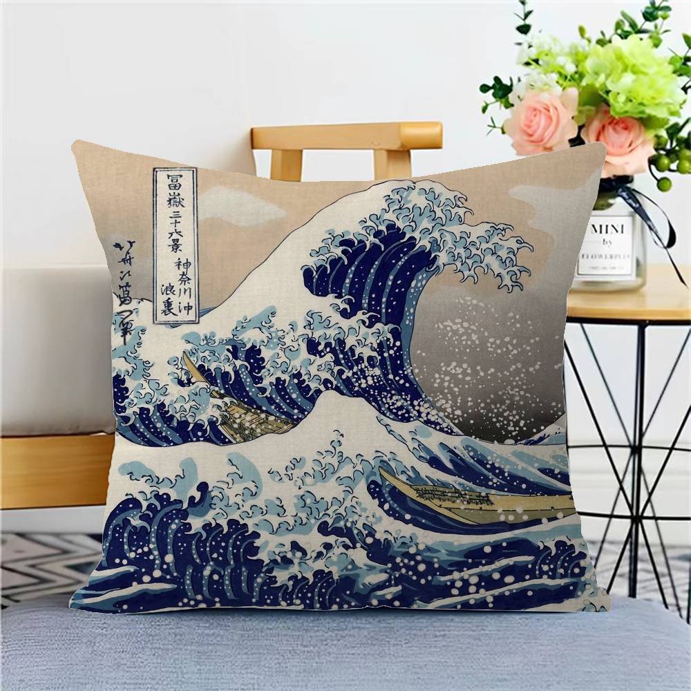 Наволочка «Большая волна в Канагаве» для спальни и гостиной, декоративная наволочка для подушки для дивана
