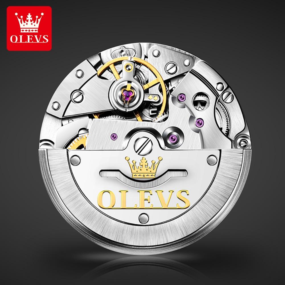 OLEVS Брендовые автоматические механические часы, модные водонепроницаемые мужские часы со стальным ремешком, мужские часы