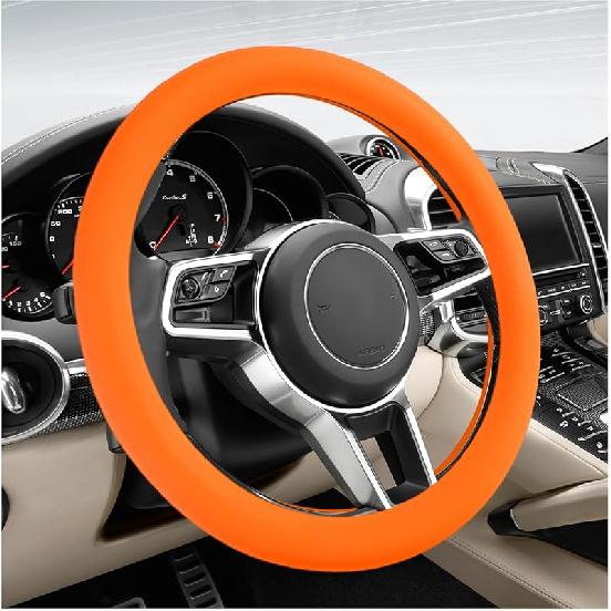 Car Steering Wheel Cover, 13 To 14.17 Inches Anti-Slip Silicone Steering Wheel Protector, Soft Flexible Shock-Absorbent Steering Wheel Protective