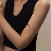 Gold Armlet Adjustable for Women Girls Upper Arm Cuff Minimalist Bangle Arm Bracelet Tassel Armband
