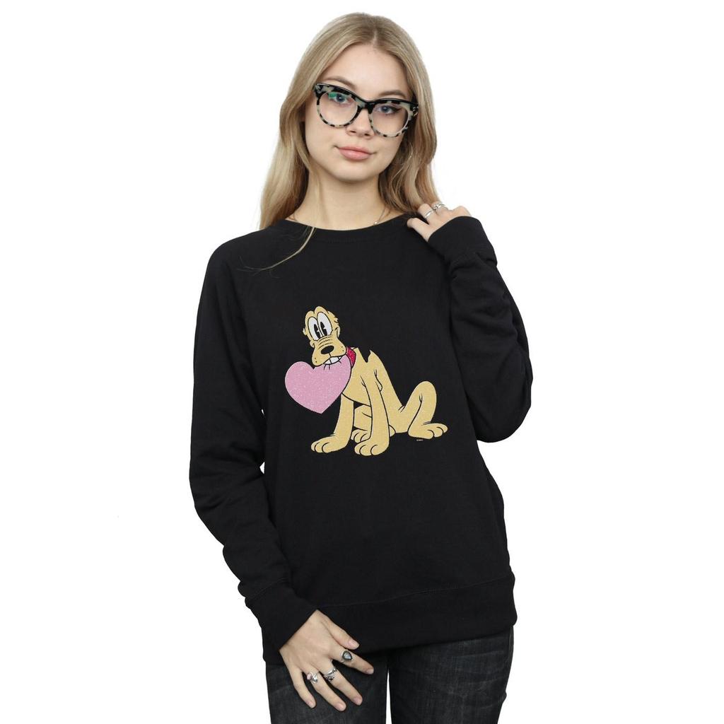 Disney Womens/Ladies Pluto Love Heart Sweatshirt