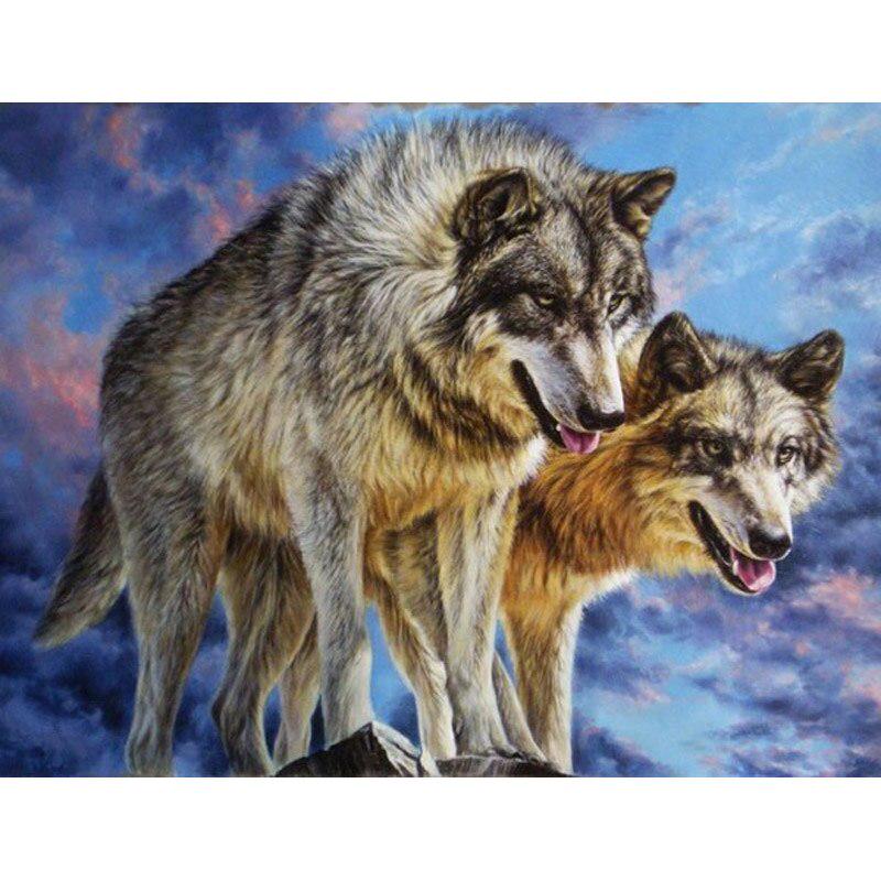 5d Full Drill Round Diamond Painting Diamond Embroider Wolves