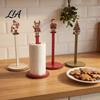 Rustic Wooden Paper Holder Christmas Towel Holder, 2D Roll Dispenser with Snowman Holiday Dining Table Decor Santa Patterns, Decorative Tissue