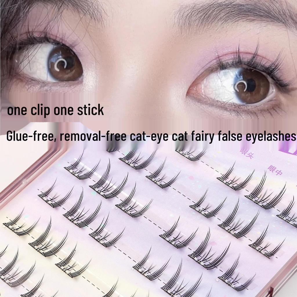 Zhixian No-Glue Self-Adhesive Cat Elf False Eyelashes - Super Soft Single Cluster LL001