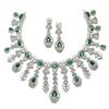 Покрытое родием колье-капля с кисточками, усыпанное американскими бриллиантами, с серьгами, набор украшений для девушек и женщин
