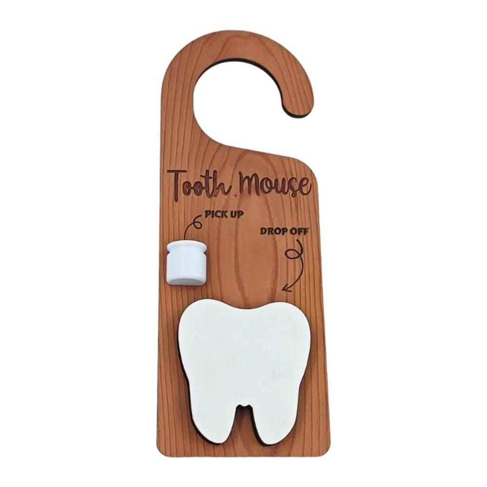 Wooden Tooth Door Hanger Decorative Tooth Fairy Nursery Tooth Pick Up Box Encourages Tooth Care Lightweight