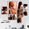 Fashion Black Girl Canvas Painting Hair Salon Champagne Wall Art Living Room Posters and Prints Home Decorations