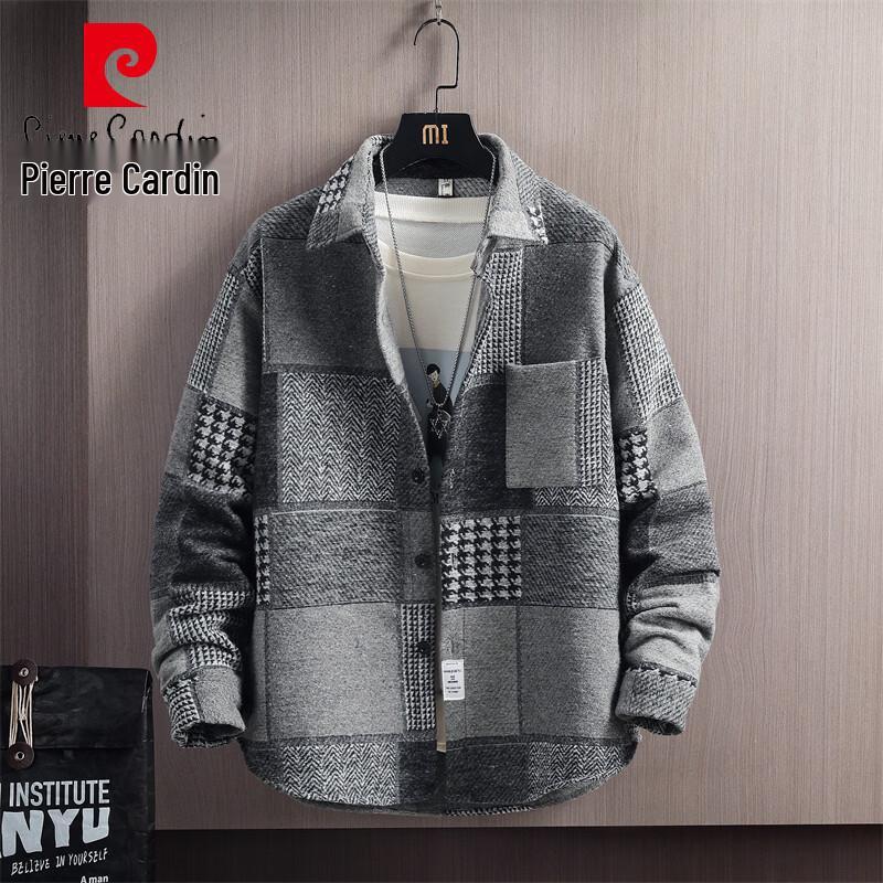 Pierre Cardin Мужская фланелевая рубашка в клетку с длинным рукавом