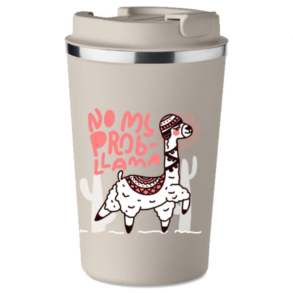 Kubek termiczny premium z nadrukiem no my problem lama na kawę 350ml kt_092