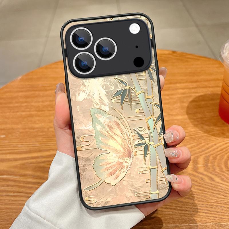 Чехол-бабочка с цветами для iPhone 17 Pro Max Чехол iPhone 16 Pro Max 15 14 13 16E 17E Магнитный для Magsafe Гибридный Матовый Чехол