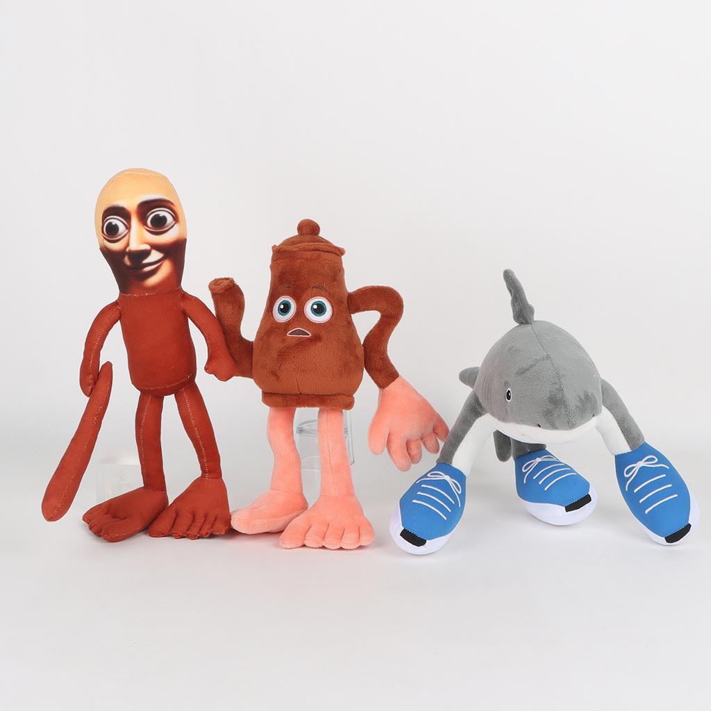 Kawaii Tung Tung Tung Sahur Plush Funny Tralalelo Tralala Sharks Wear Blue Shoes Stuffed Doll Pillow Toy For Kid Birthday Gifts