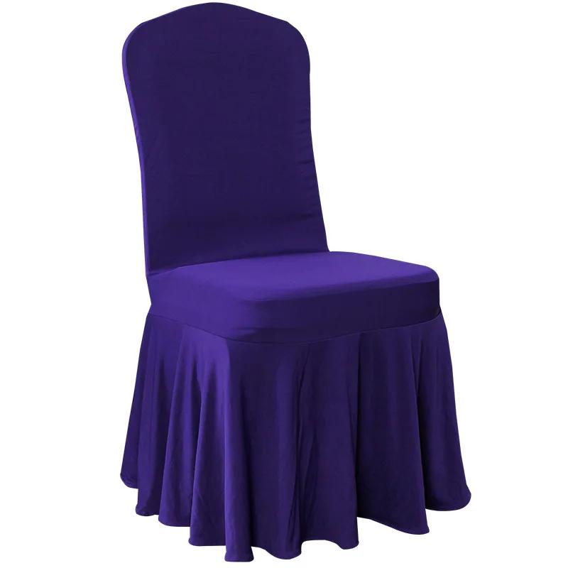 Solid Color Wedding Chair Cover Party Decoration Spandex With Skirt Pleated Use Elastic Stretch Dining Luxury Birthday Banquet