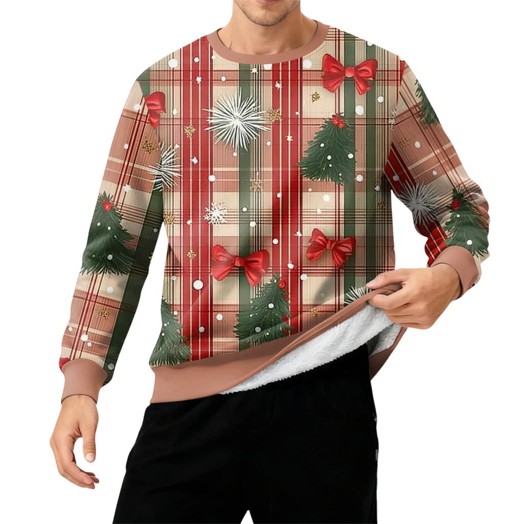 Мужской свитшот с круглым вырезом, на флисовой подкладке, плотный, однотонный