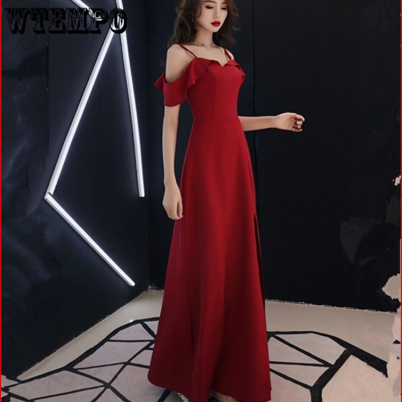WTEMPO Женские вечерние платья без рукавов с v-образным вырезом, свадебные клубные платья, свадебные платья трапециевидной формы, вечерние платья с полыми бретелями