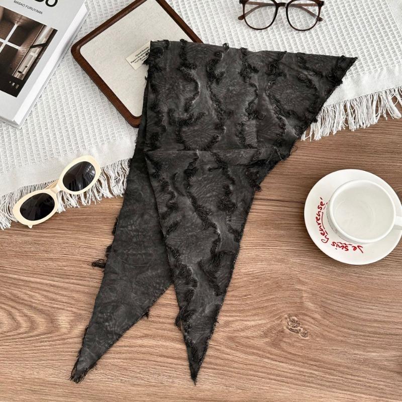 Silk Scarf New Tie-dye Old Retro Versatile Solid Color Neck Protection Small Scarf Shawl Cotton and Linen Triangle Scarf Waist Tie