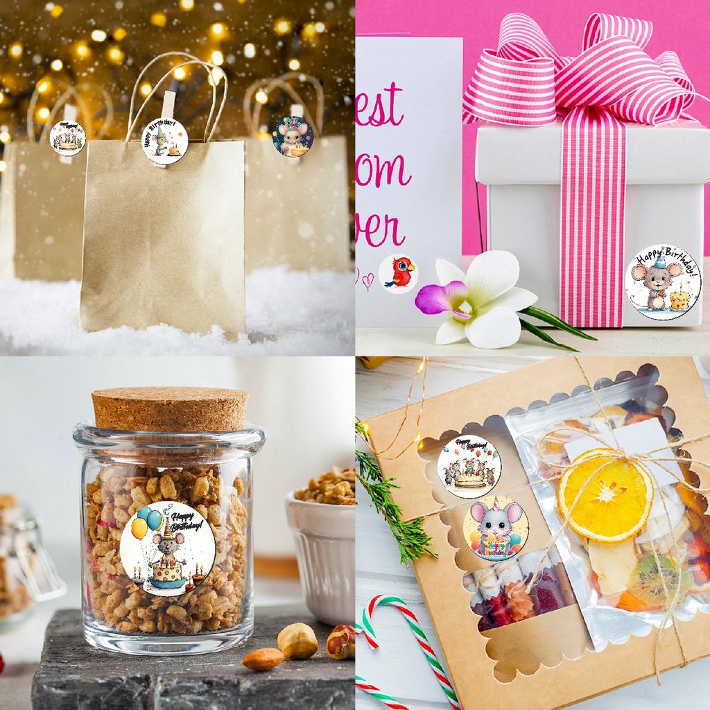 New Style, Cartoon Mouse, Birthday Party Decoration, Roll Stickers, Gift Packaging, Sealing Stickers, 12 Pattern Designs