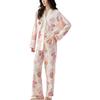Narebuy Long Sleeve Pajama Soft and Loose Elastic Lazy Winter Women's V-Neck Set, Thin, Button-Down Front, Comfortable, Breathable, Fit, Waist, Warm,