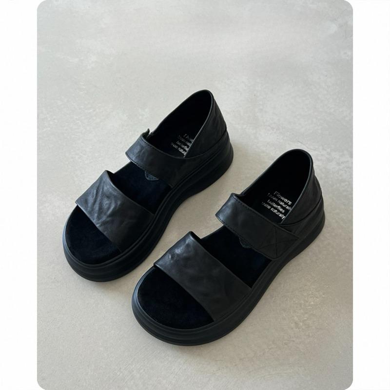 Сандалии на толстой подошве для женщин, ретро, повседневные, увеличивающие рост, универсальные, с мягкой подошвой