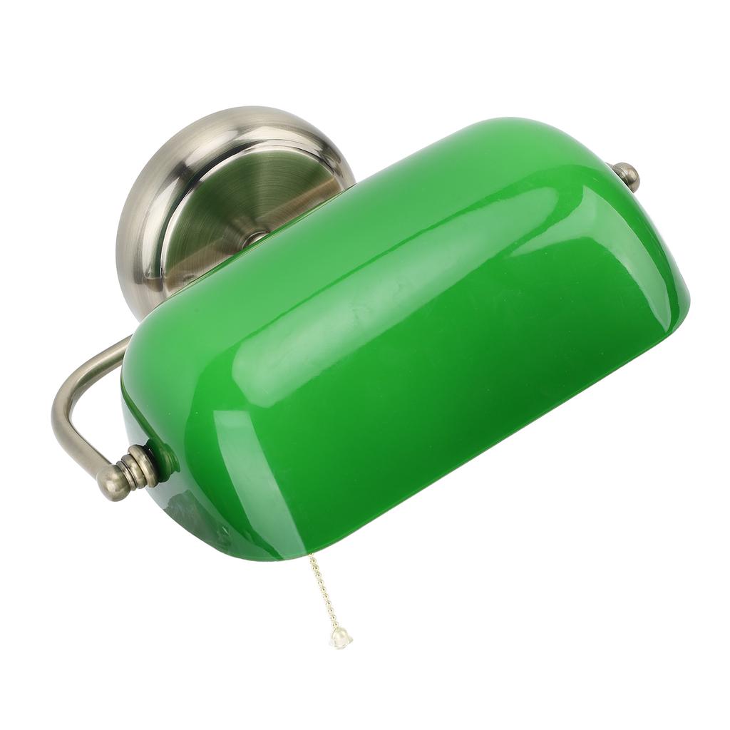 Green Banker Wall Lamp with Pull Chain Switch Vintage Indoor Wall Sconces for Bedroom Dining Room