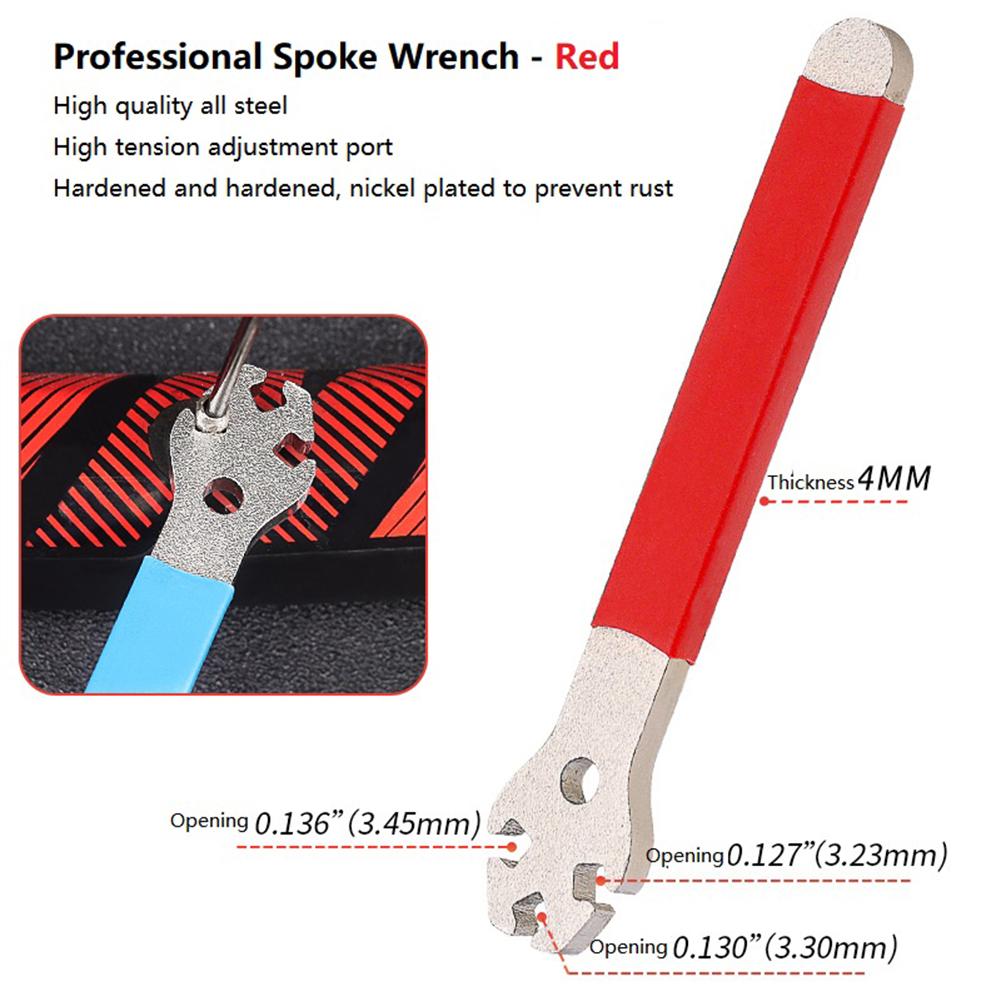 3.23/3.3/3.45mm Bicycle Spokes Wrench Lengthened Design Mountain Bike Wheel Rim Spanner Bike Repair Tool