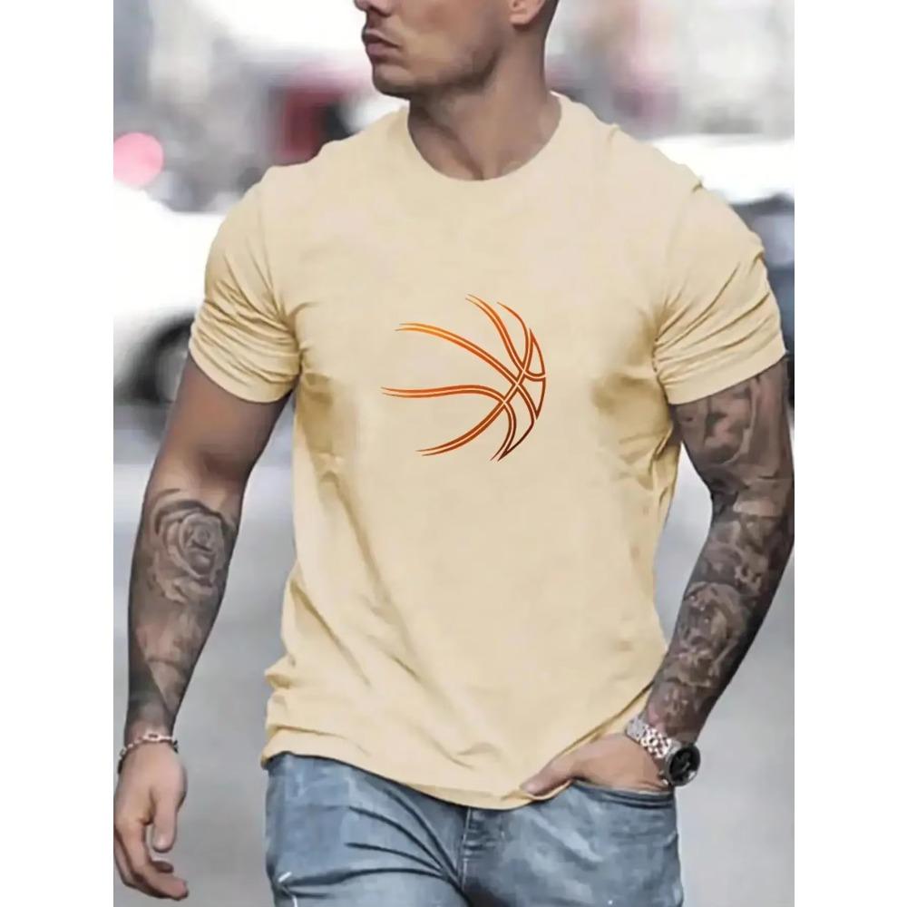 Basketball Print Pattern Design Printed Mans Tshirt Fitting Pattern T-Shirts Leisure Comfort T Shirt Cotton Short Sleeved