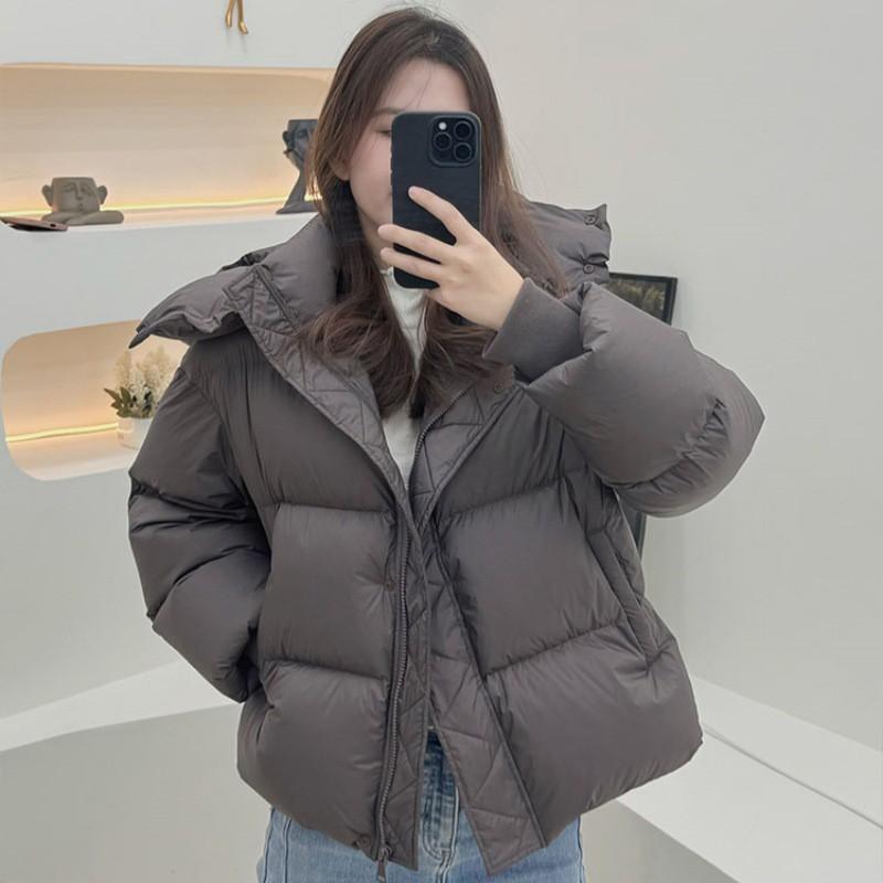Womens Short Puffer Coat 2026 Winter Thick Cotton-Padded Hooded Jacket Loose Fit Casual Office Wear