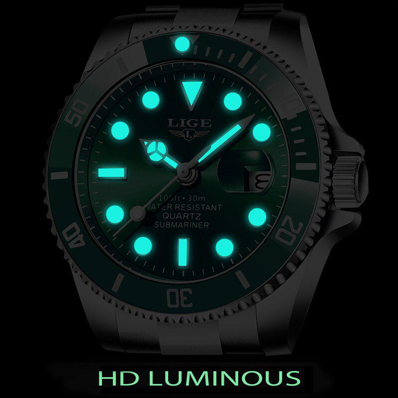 LIGE Top Brand Luxury Fashion Divers Watches Men 30ATM Waterproof Date Watch Sports Watch Men Quartz Wristwatch