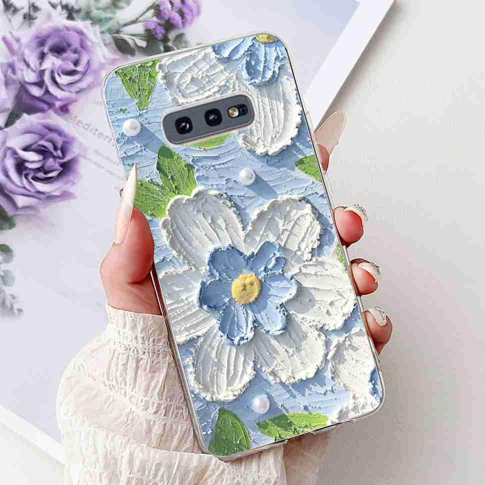 For Samsung Galaxy S10e SM-G970 Case Fashion Painted Flowers Soft Silicone TPU Cover For Samsung S10e S10E SM-G970F 5.8" Bumper