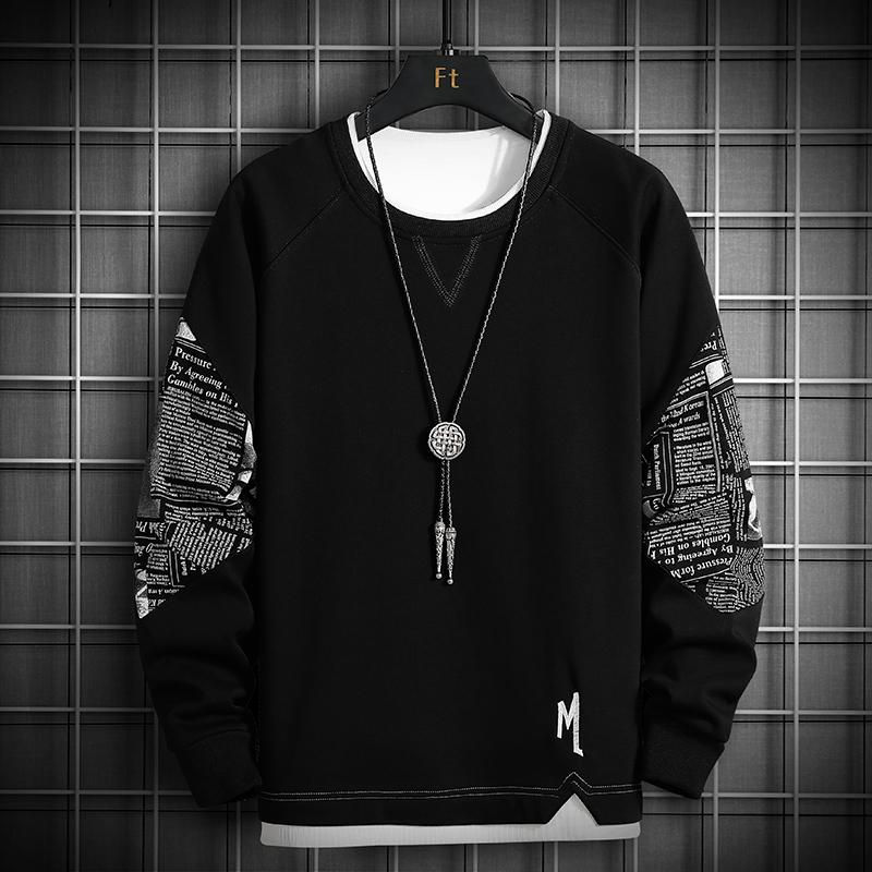 Single Road Crewneck Толстовка Мужская Весна Harajuku Oversize Японская уличная одежда Черная толстовка с капюшоном Мужские толстовки с капюшоном Мужские