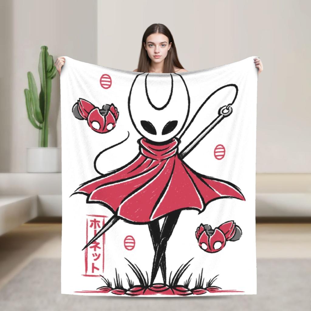 Hollow Knight Silksong Gothic Flannel Throw Fashion Blankets Indie Game for Bedspreads Knitted Fashion Blanket Office Ultra-Soft Multifuncti