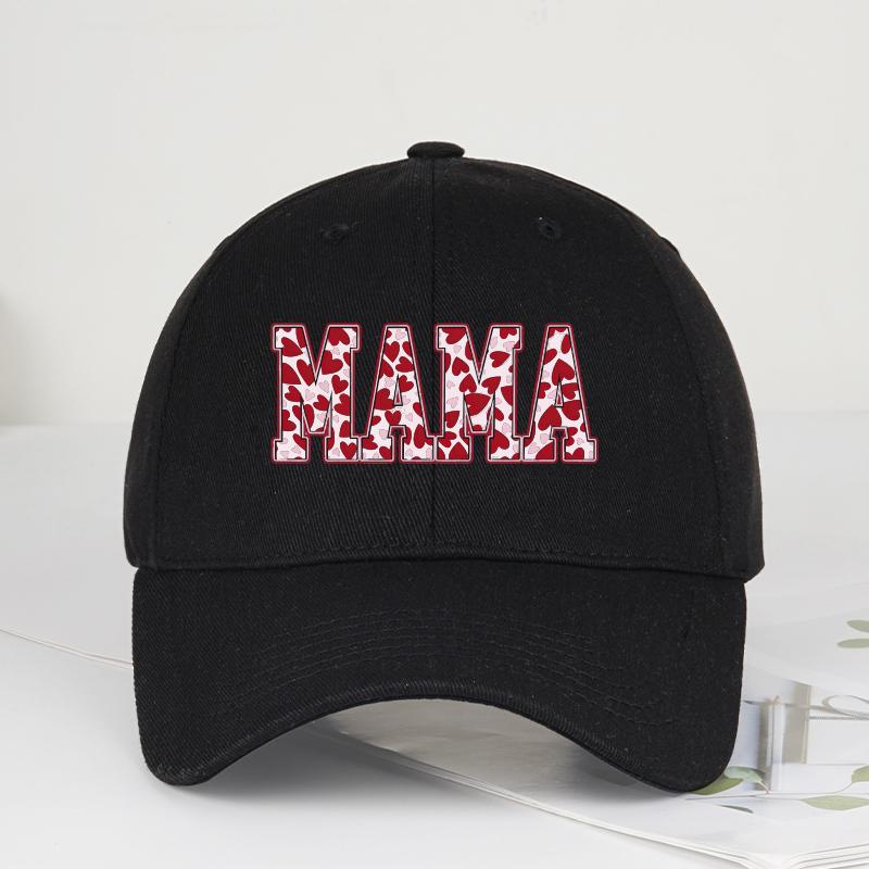Бейсболка с принтом сердца MAMA WoУнисекс Винтажная Стирка Хлопок Регулируемая Кепка Папы День Матери Повседневная Кепка от Солнца