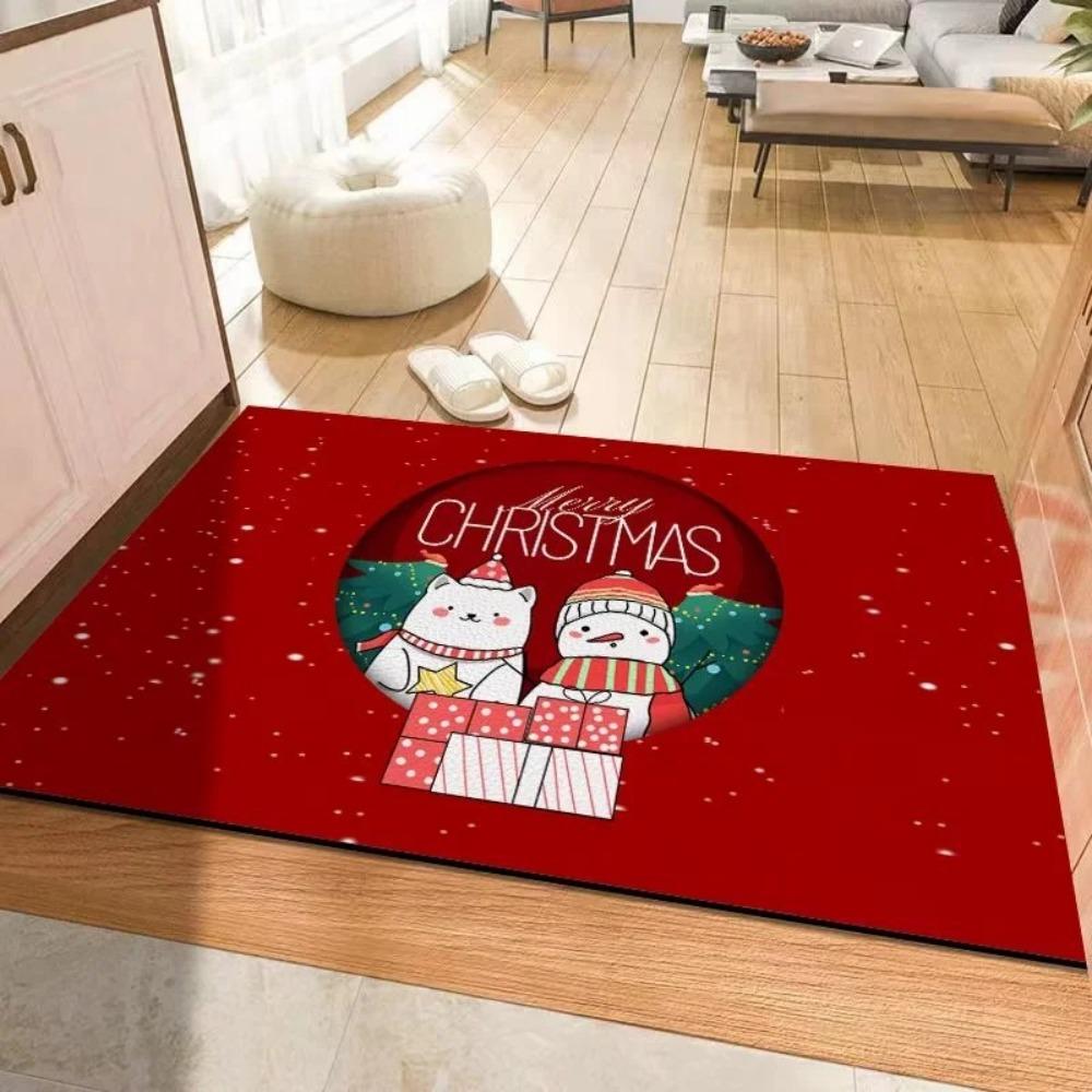 Crystal velvet Christmas Mat Santa Claus Floor Mat New Xmas Doormat  Bedroom