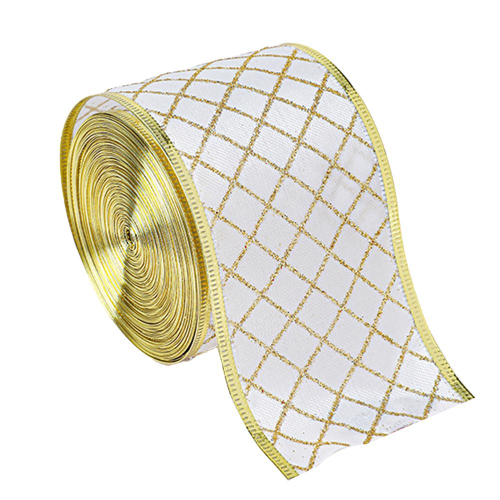 Очаровательная блестящая лента шириной 2,5 дюйма из прозрачной органзы с привлекательным золотым завитком для творческих проектов и торжеств