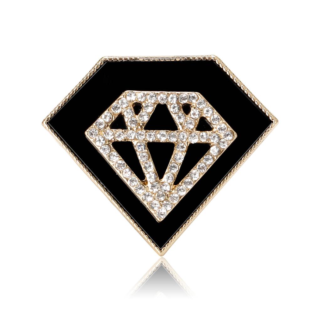 New Fashionable Diamond Shaped Brooch with Simple and Retro Diamond Inlaid Pin for Women's Clothing Accessories Corsage