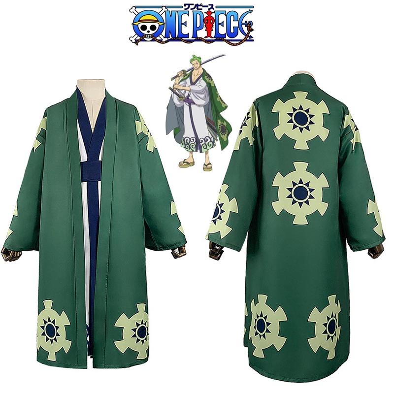Костюм-кимоно Ророноа Зоро из One Piece, полный комплект, идеально подходит для Comic Con, Хэллоуина и семейных собраний.
