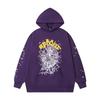 Unisex Oversized Hooded Sweatshirt Set With Spiderweb Foil Print Warm Fleece-Lined Loose Fit Streetwear Men Women