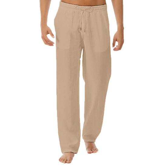 Yoga Pants Drawstring Mid Rise Men Solid Color Wide Leg Trousers Slacks for Sports