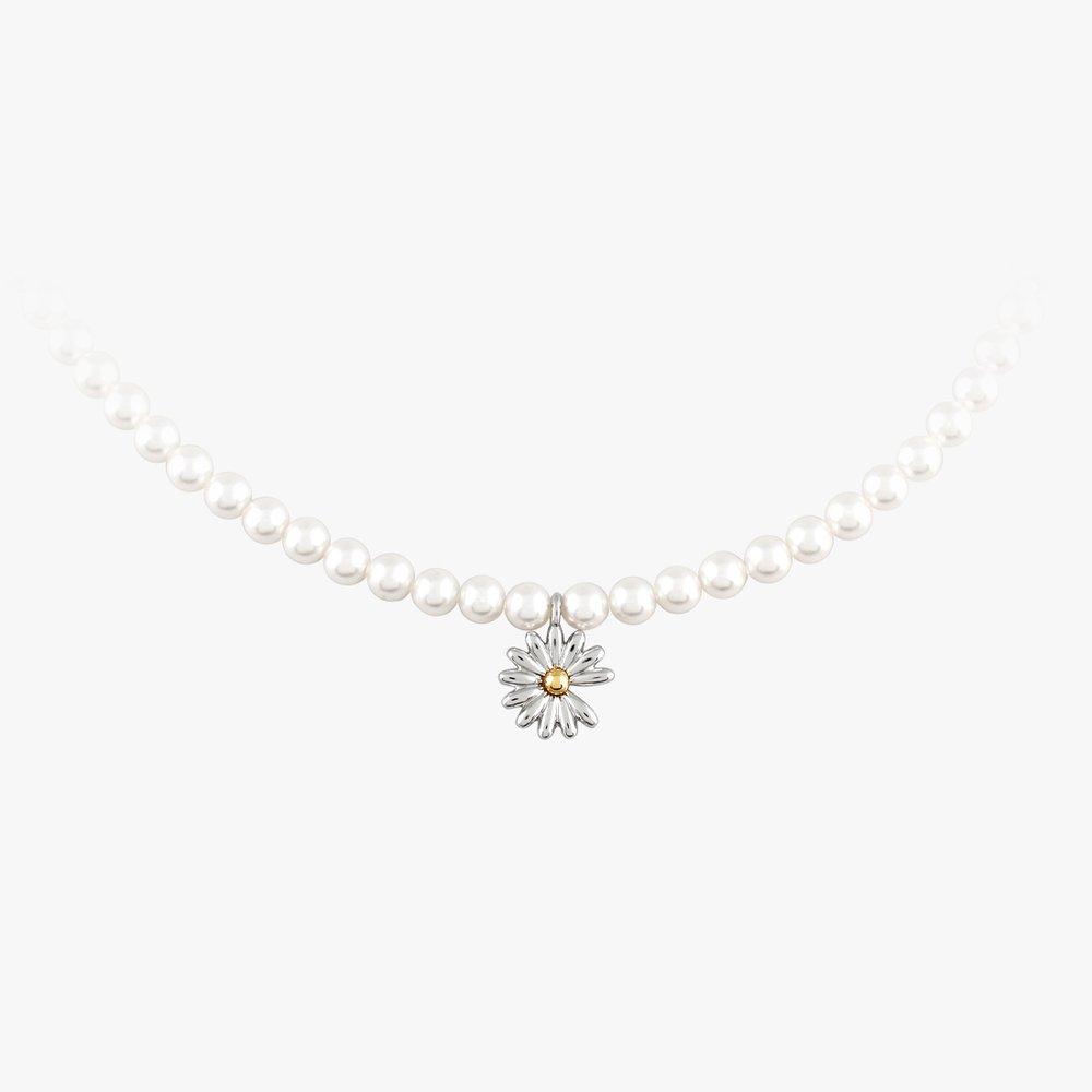 4mm Swallow Pearl Daisy Delight Pearl Necklace Multi Plated_ Nmsvnk04