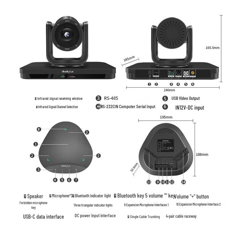 Lenovo 1080P USB PTZ Video Conference Camera (CN version)