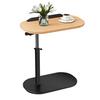 C Shaped End Table Adjustable Height Skinny Side Table 360 Degree Swivel TV Tray Table Night Stand with 2-Tier Storage Shelf Reversible Couch Table