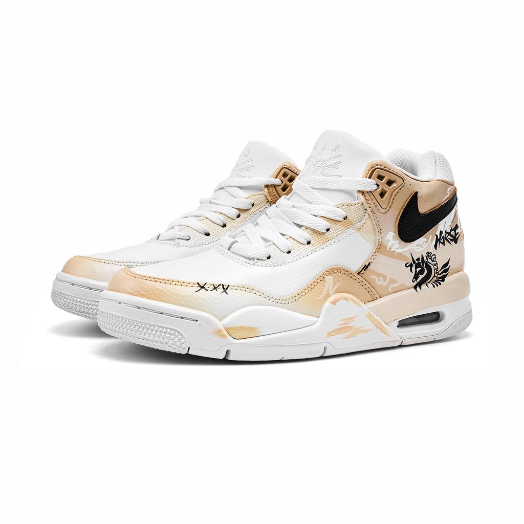 Nike Flight Legacy Pegasus Кожаные Устойчивые к истиранию Средние Винтажные Баскетбольные Кроссовки Мужские Кремовый BQ4212-101(Команда1068-)