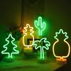 LED Table Lamp Cactus Vibrant Neon Lights Battery/USB  Bedroom Birthday Wedding Christmas Tree Party Decoration Gifts for Boys