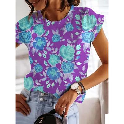 Женские уличные футболки женские с коротким рукавом S-3XL Harajuku Цветочная блузка Корейская мода Графические футболки Топы Женская одежда