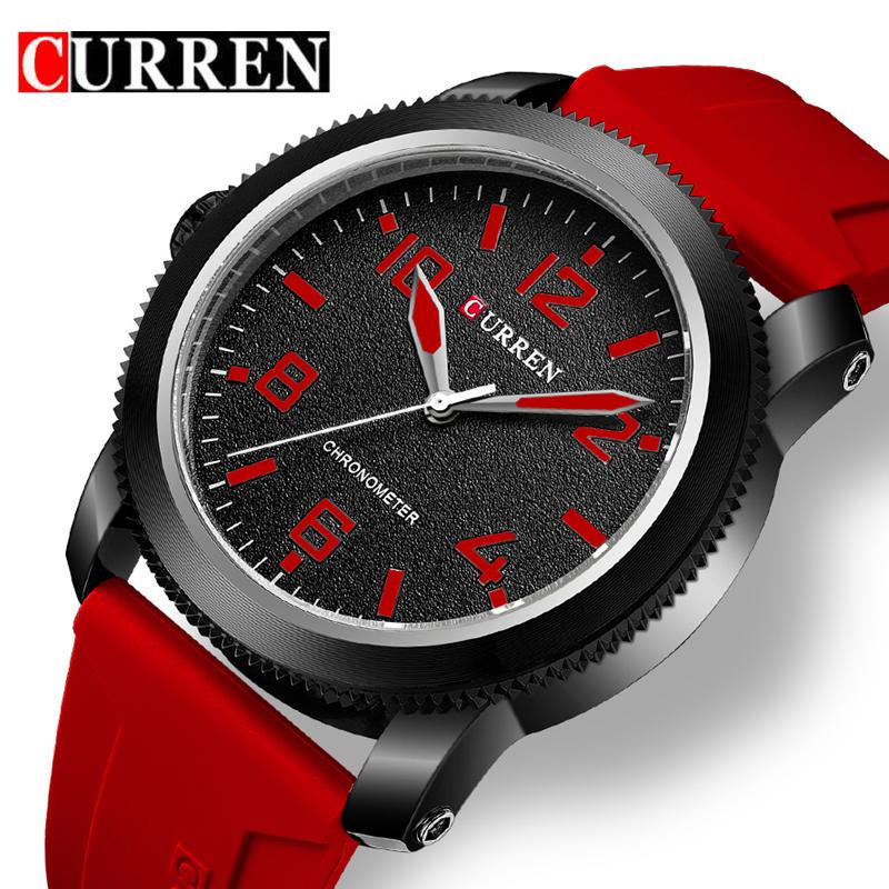 CURREN Новые лучшие мужские часы, простые мужские спортивные часы с водонепроницаемой лентой, часы с большим циферблатом, большой циферблат