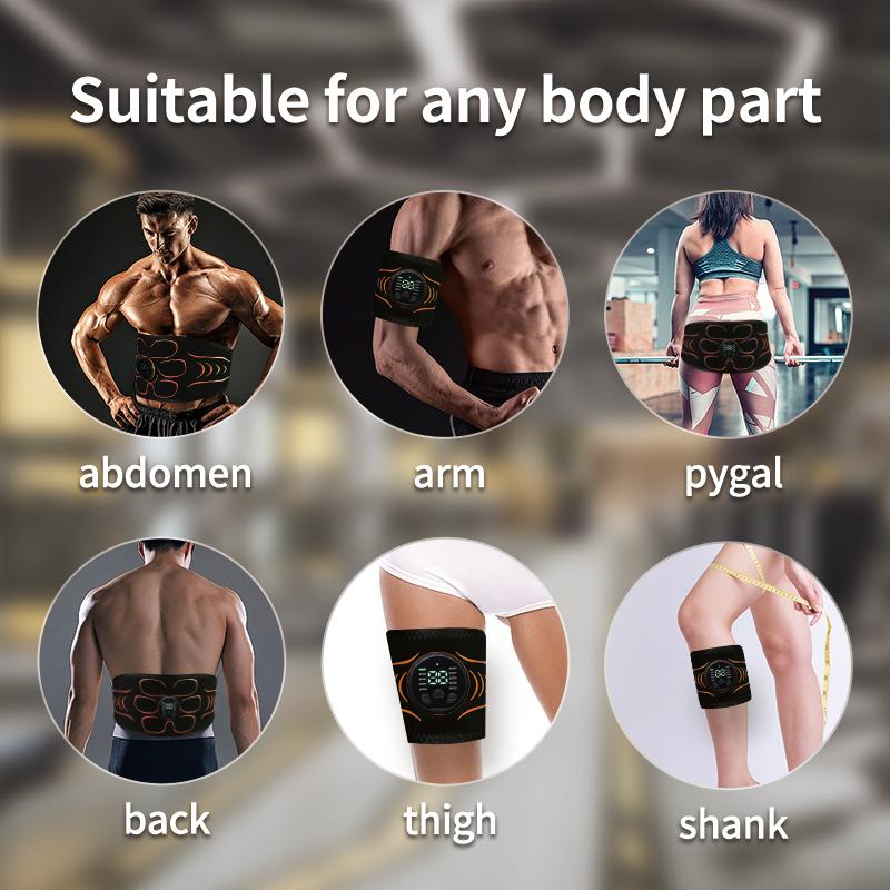 Abdominal Toning Belt EMS Muscle Stimulator Abs Trainer Muscle Toner USB Charge Body Shaping Lose Weight Fat Burn Fitness Unisex